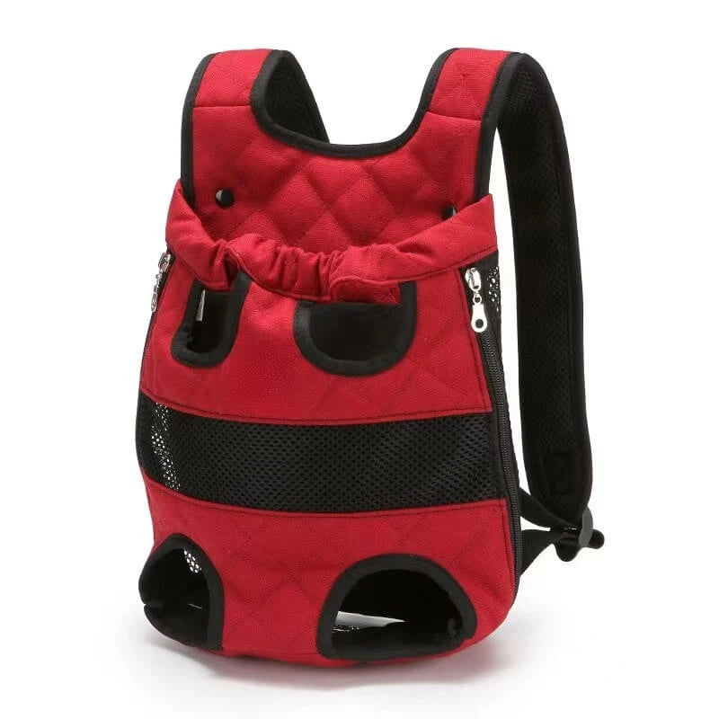 Outdoor Pet Front Carrier - Lightweight, Secure Pockets, Red