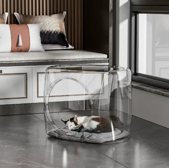 Transparent Cat Bed: Cozy Rest, Clear Design, Modern Style (Acrylic)
