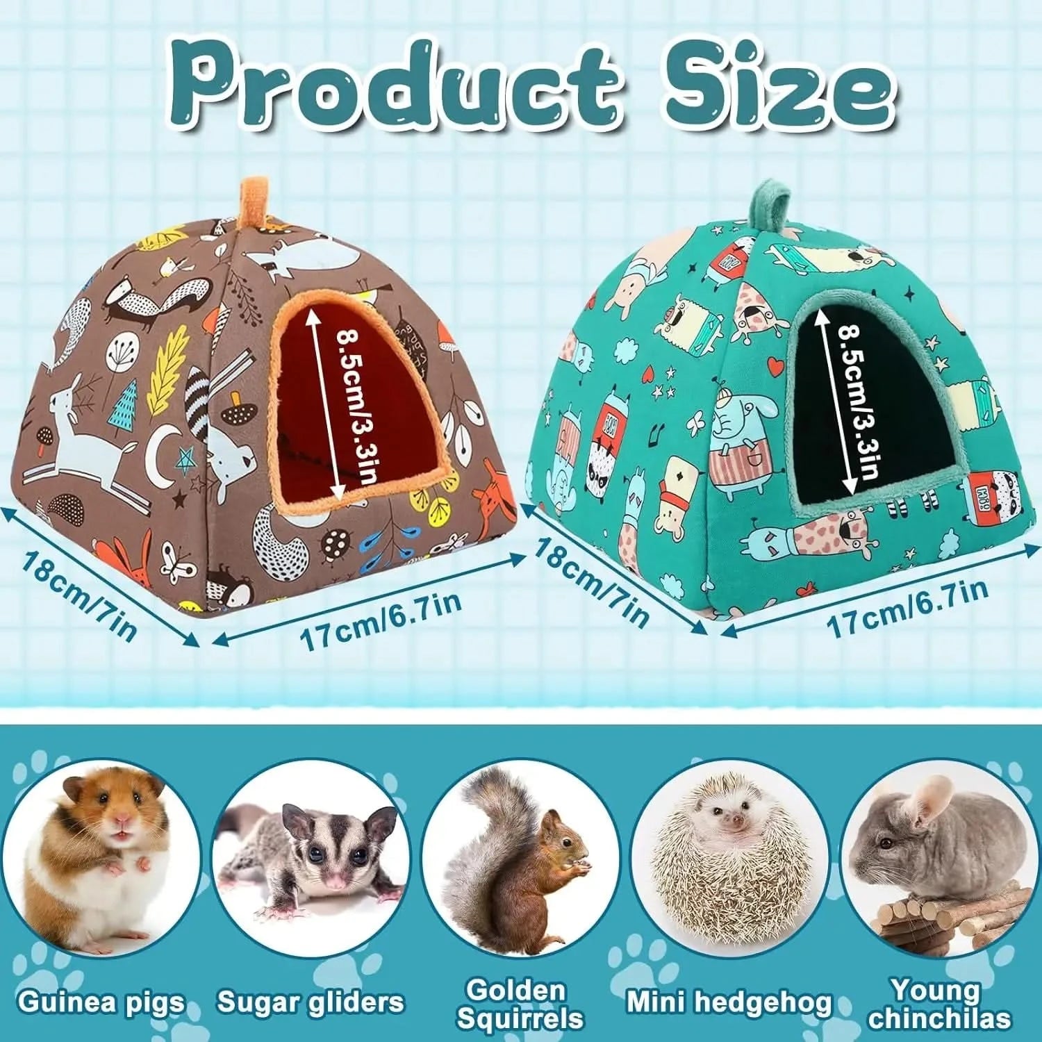 Cozy Plush Washable 2-Pack Small Pet Beds for Guinea Pigs & Hamsters