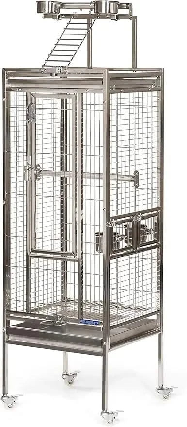 Prevue Stainless Steel Playtop Bird Cage: Durable, Secure, Easy Clean for Parrots