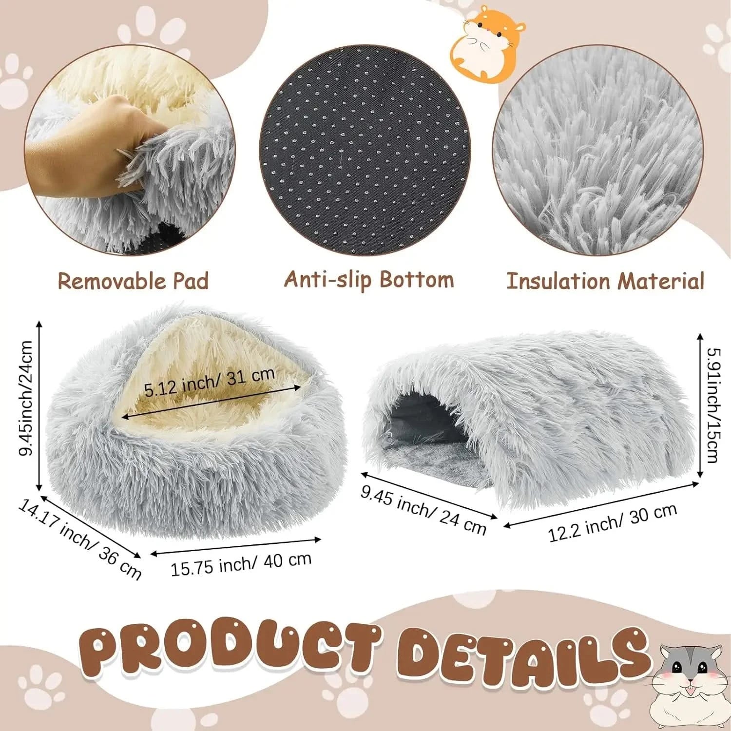 2-Pack Washable Guinea Pig Hideout & Tunnel Bed – Cozy Play Toy for Small Animals