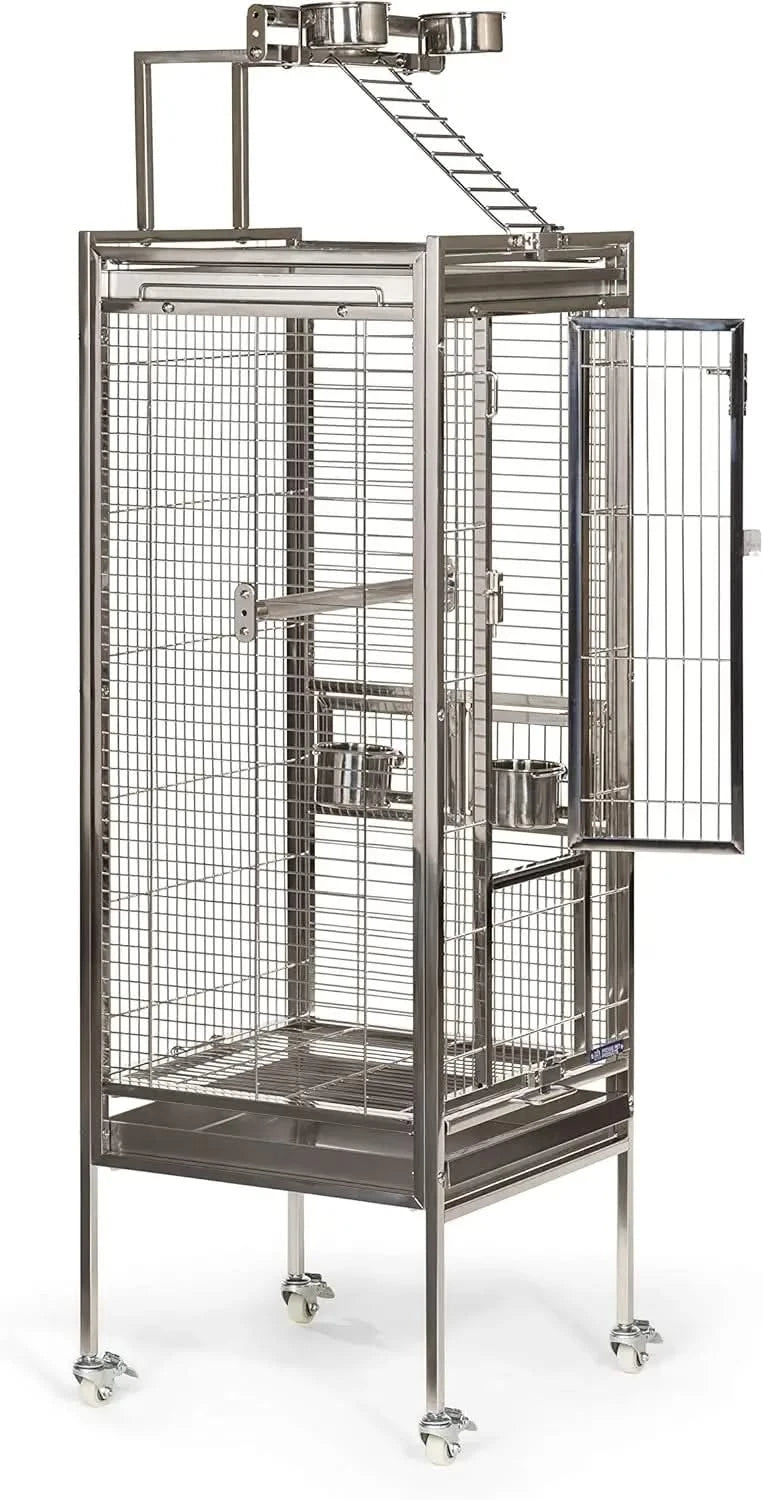Prevue Stainless Steel Playtop Bird Cage: Durable, Secure, Easy Clean for Parrots