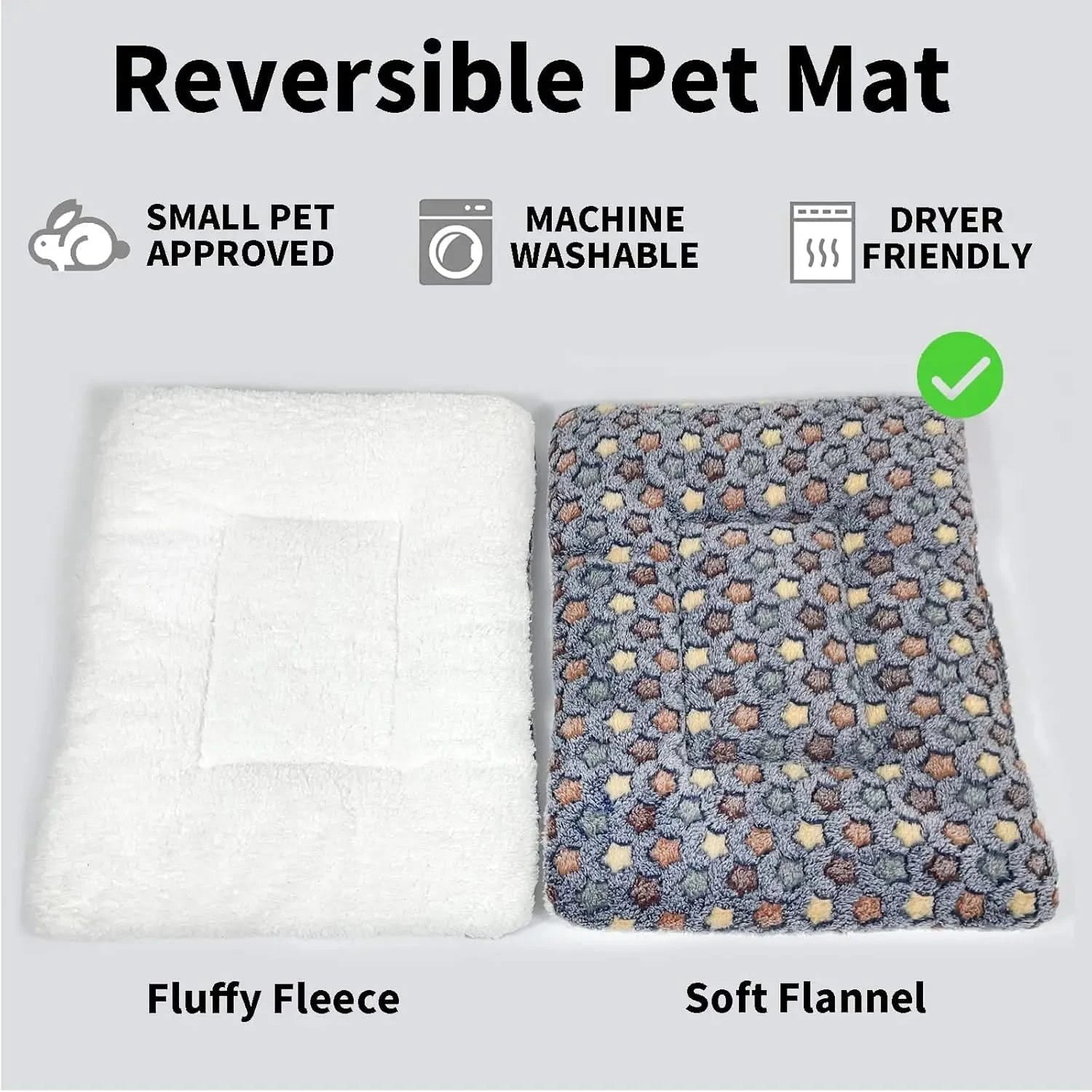 Amakunft 2-Pack Cozy Washable Fleece Pet Bed Mats for Small Animals