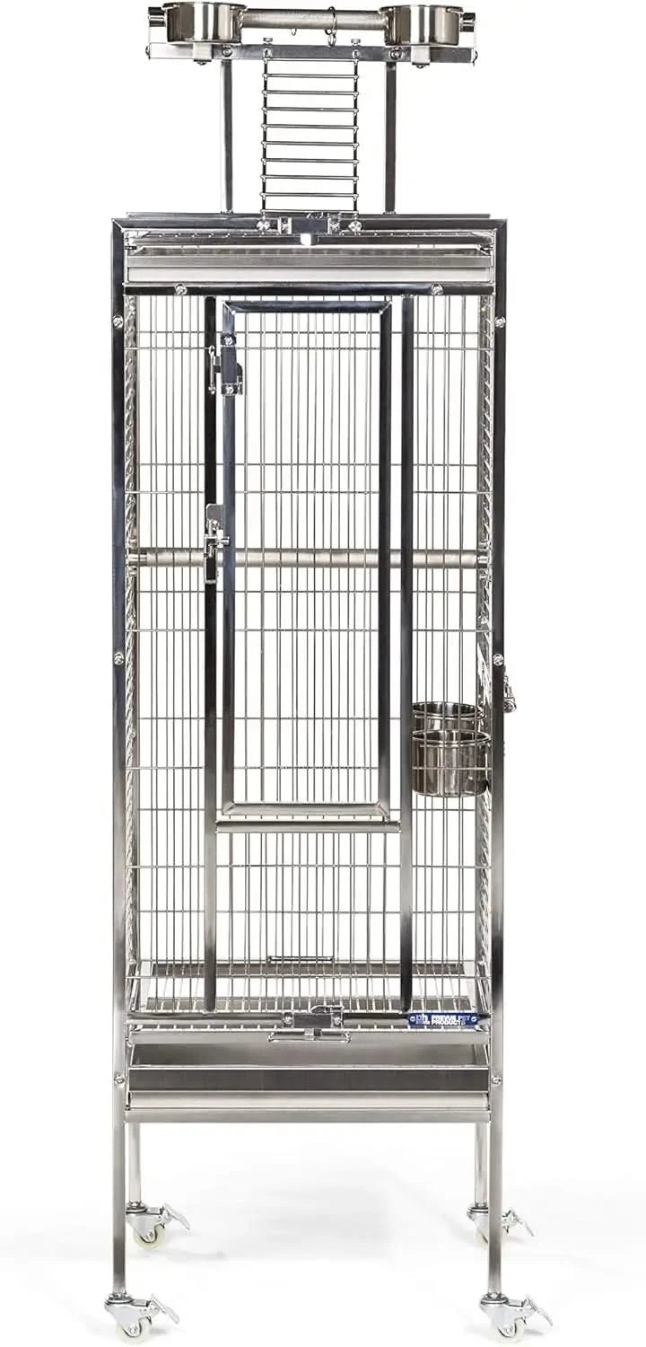Prevue Stainless Steel Playtop Bird Cage: Durable, Secure, Easy Clean for Parrots