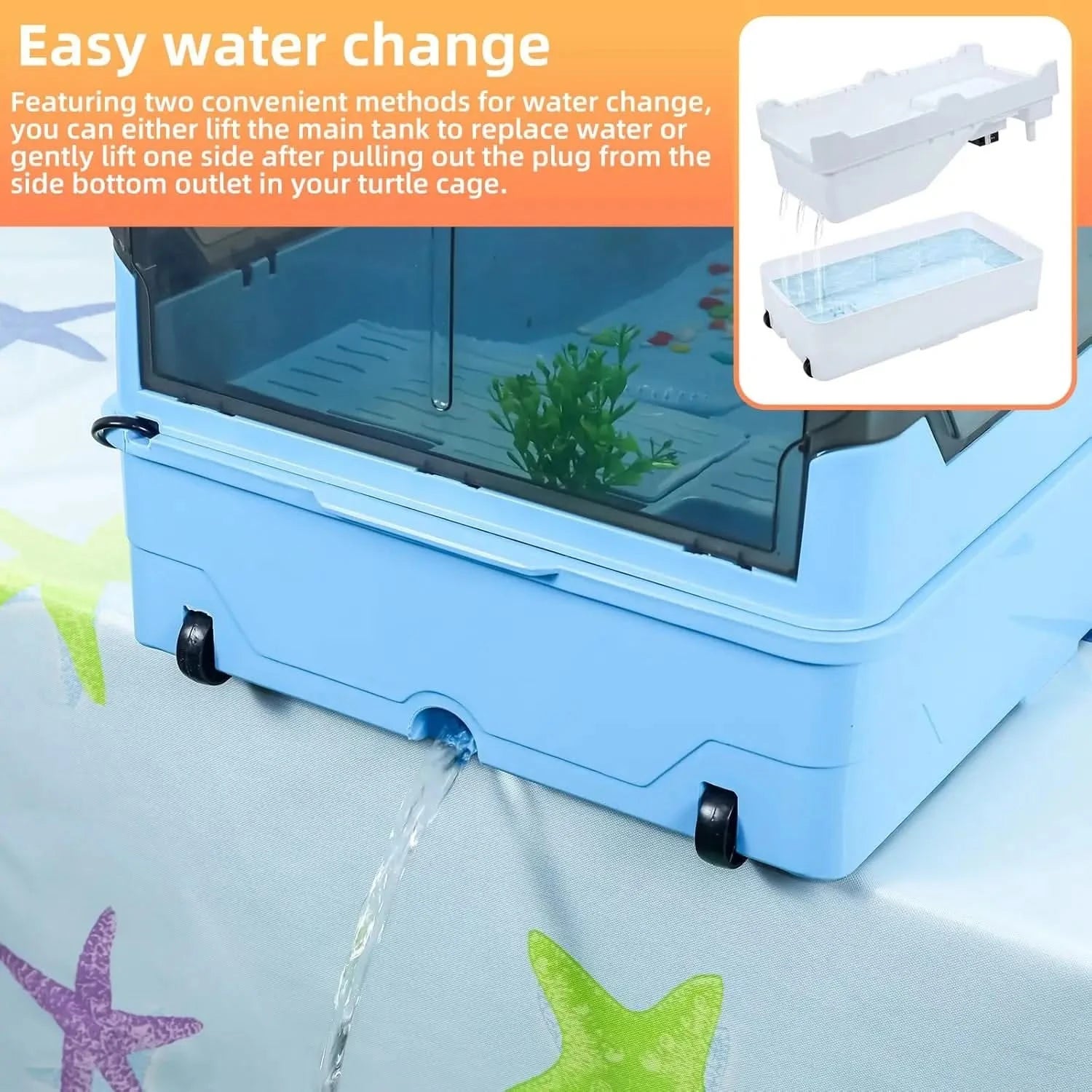 Delightful Turtle Habitat Kit: Fresh Filtration, Heat Lamp, Water Pump, Quick Changes