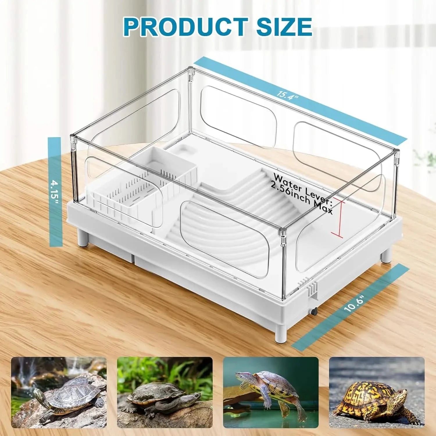Geegoods Premium Small Turtle Tank Kit with LED Light, Filter & Accessories
