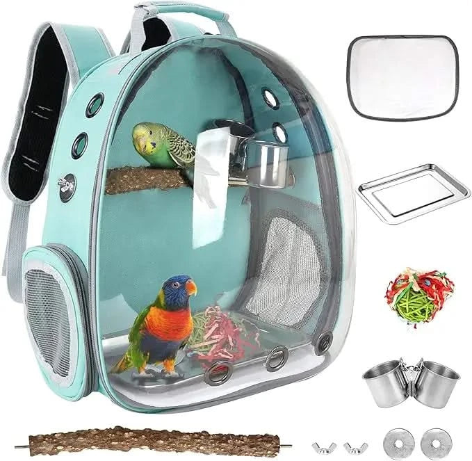 Clear View Portable Bird Backpack Carrier - Safe, Comfy Travel for Small Birds