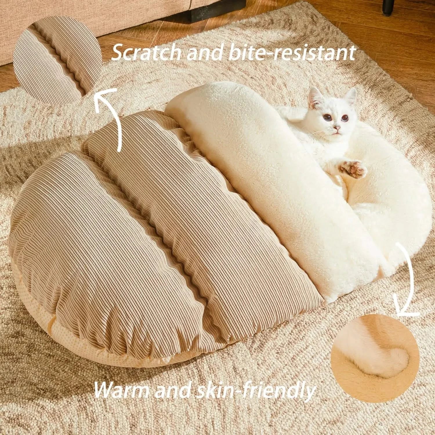 Romaneco Self-Warming Plush Slipper Cave Bed for Indoor Cats & Small Dogs