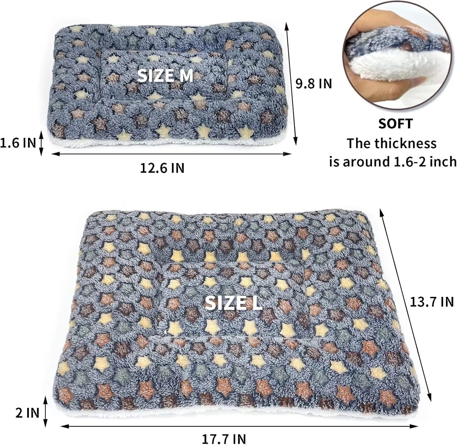 Amakunft 2-Pack Cozy Washable Fleece Pet Bed Mats for Small Animals