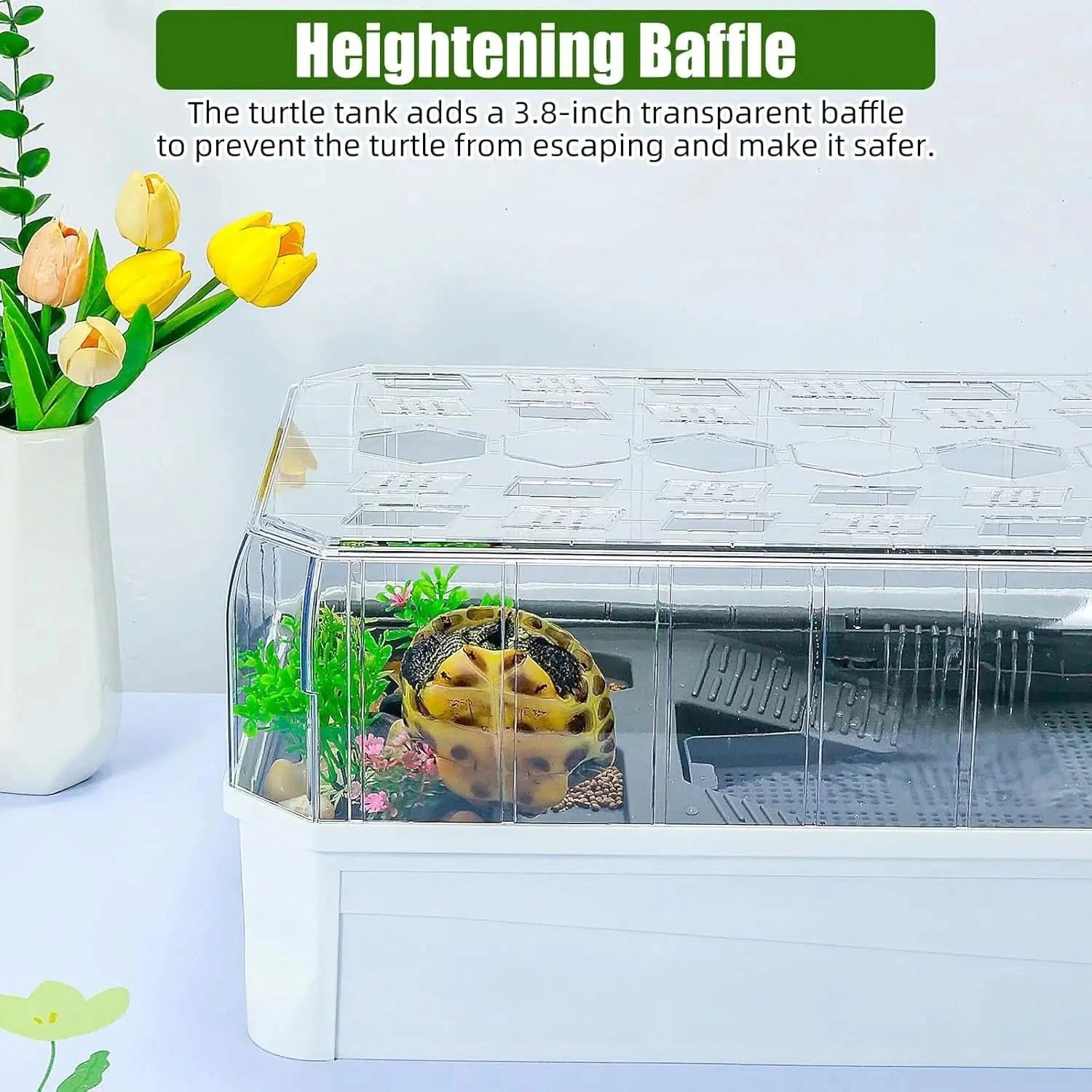 BINANO Spacious Turtle Tank Kit: Rain Shower Filter, Easy Drain