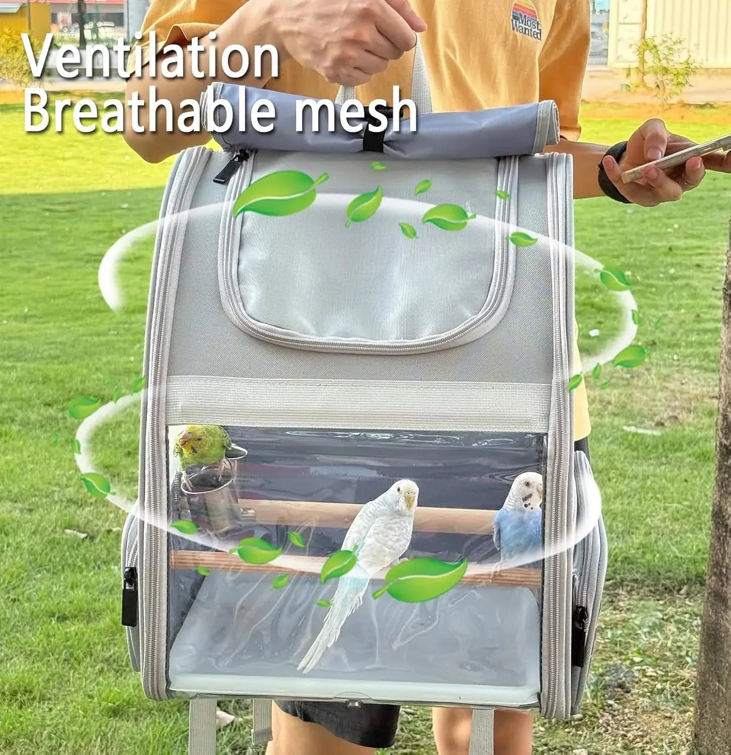 Portable Bird Carrier Backpack: Travel Cage for Small Parrots, Cockatiels, Finches