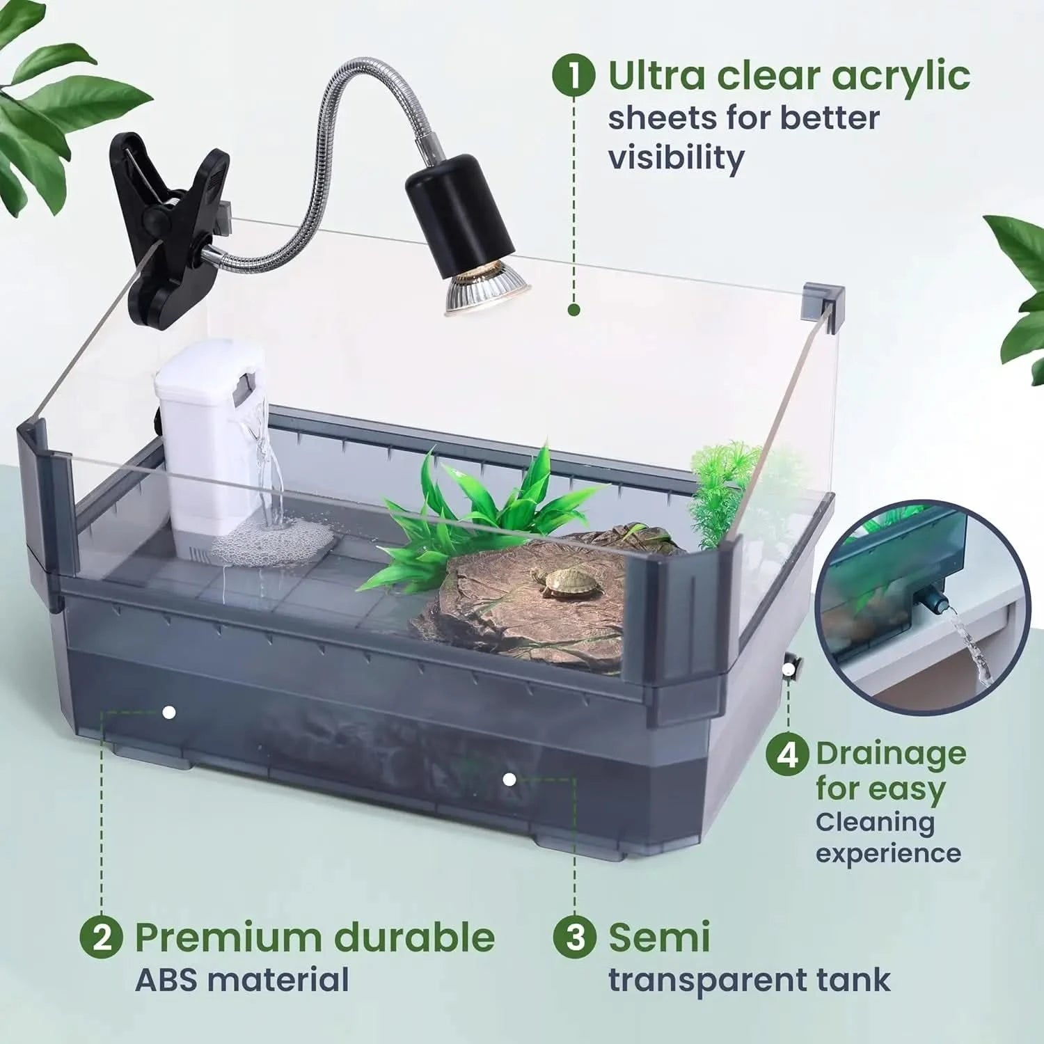 Premium Small Aquatic Turtle Starter Kit: Filter, UVB Lamp, Basking Platform