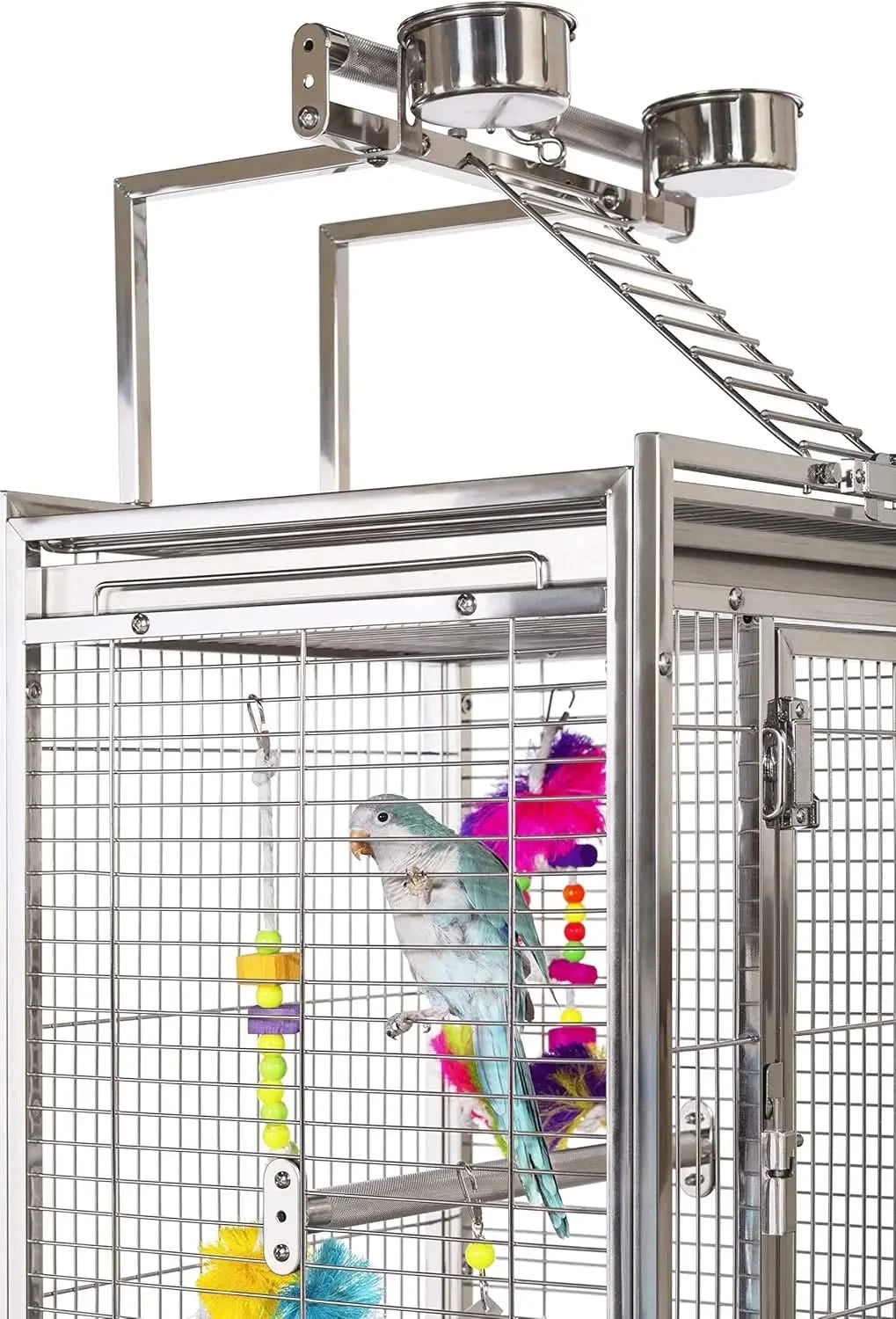 Prevue Stainless Steel Playtop Bird Cage: Durable, Secure, Easy Clean for Parrots