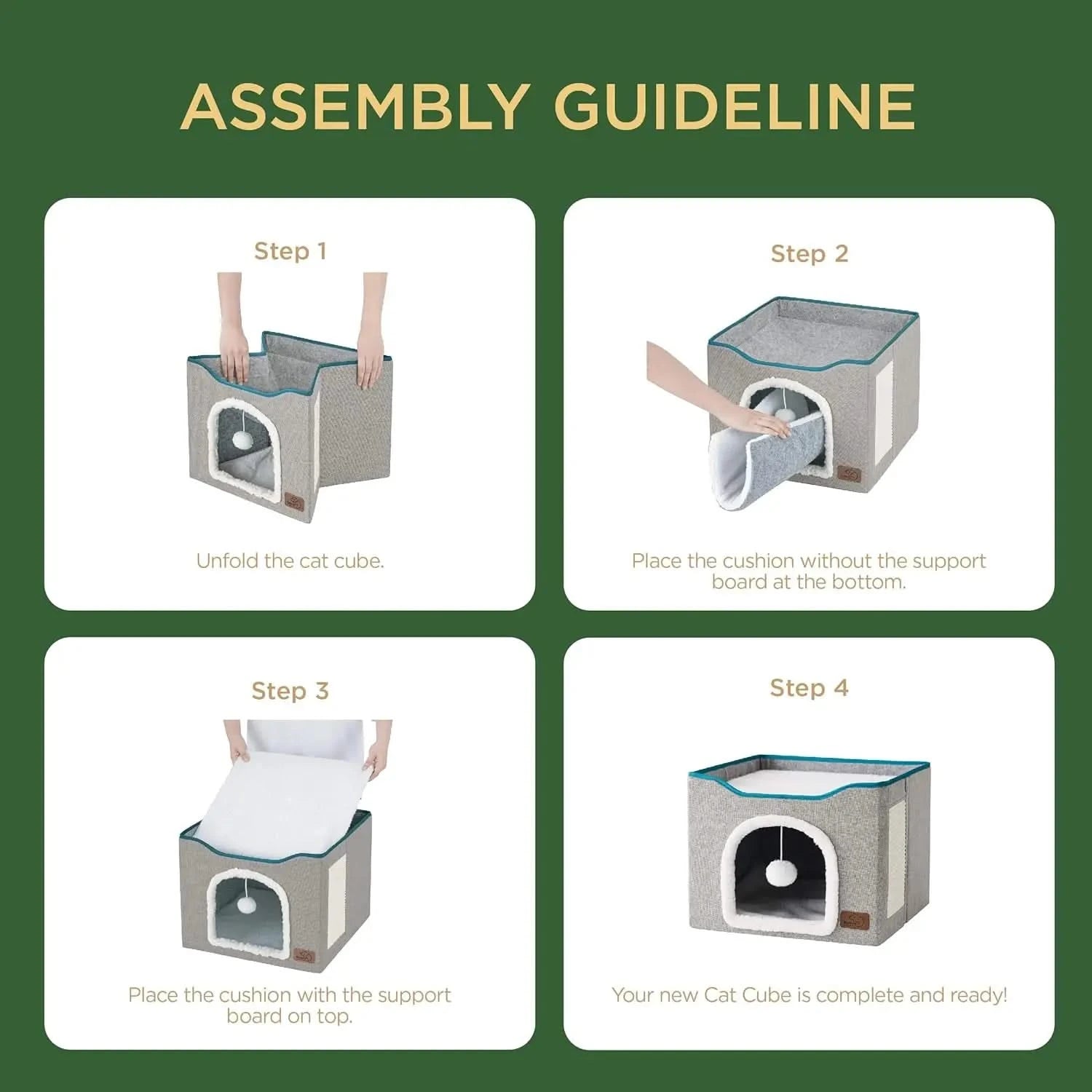 Bedsure Large Cozy Cat Cave Hideaway House, Scratch Pad, Plush Toy