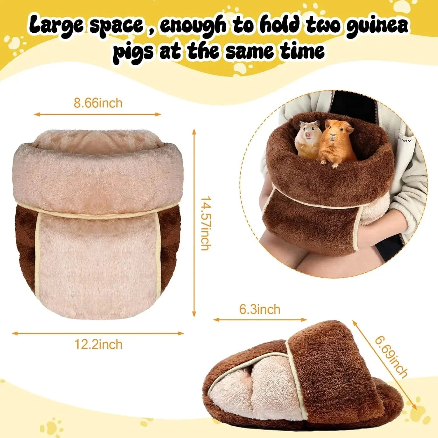 Wenqik 2-Pack Washable Guinea Pig Hideouts, Cozy Cuddle Sack Small Pet Bedding Nest
