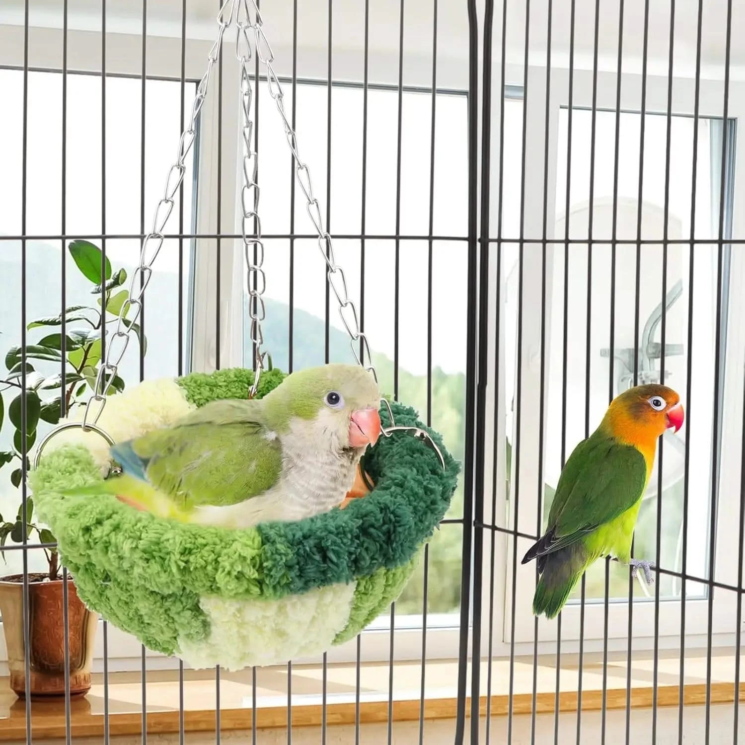 Wontee Soft Flannel Bird Nest Bed: Hanging Hammock for Small Parrots