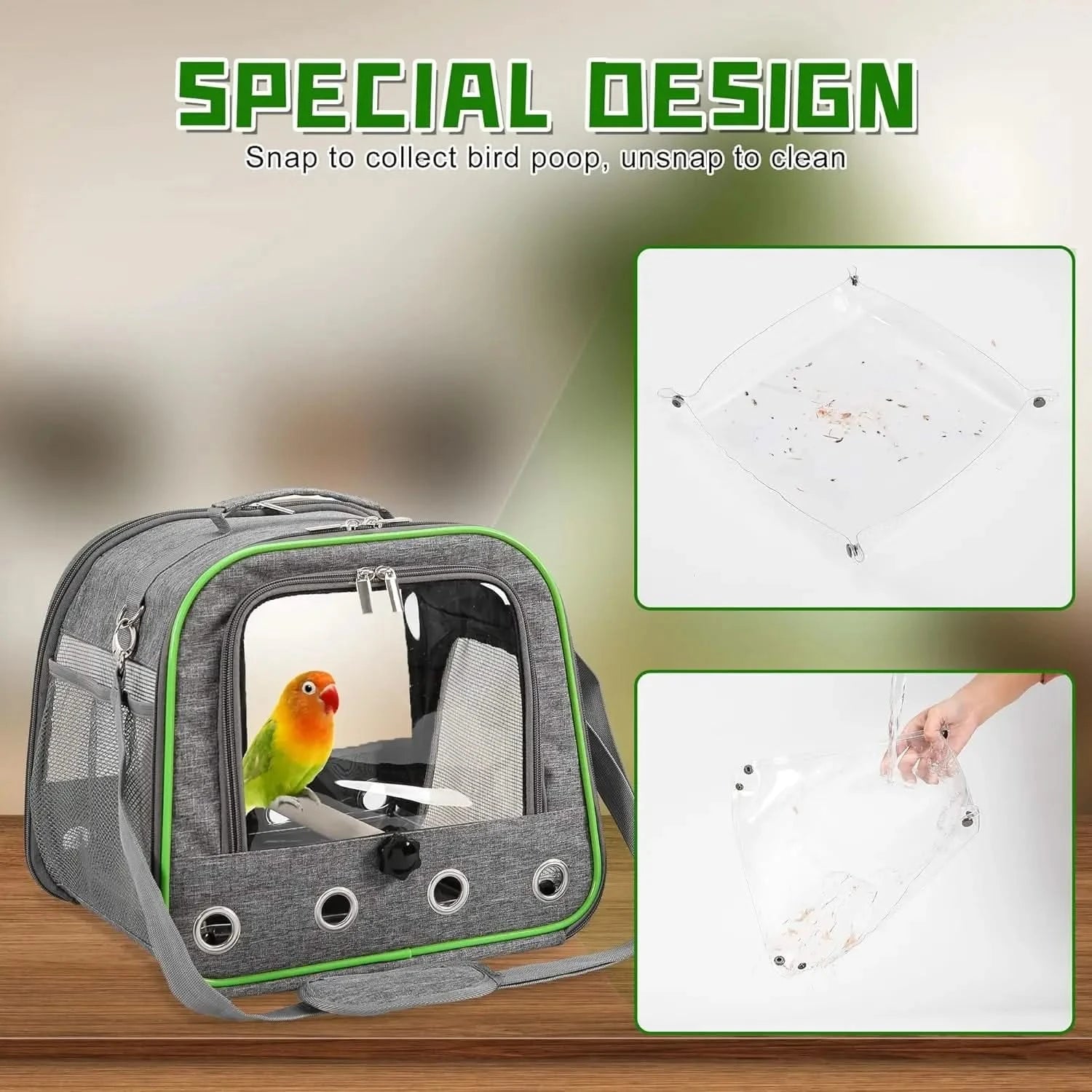 Suertree Portable Lightweight Bird Travel Carrier Cage with Stand & Easy-Clean Tray