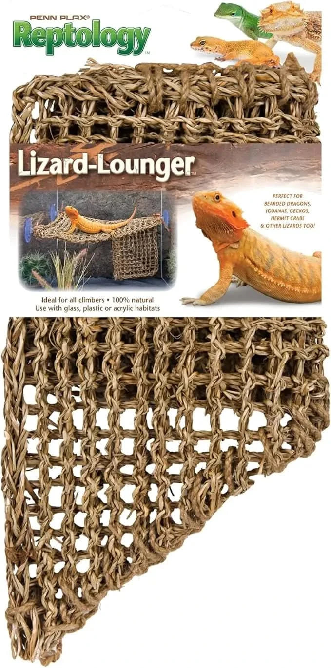 Large Penn-Plax Reptology Natural Seagrass Lizard Lounger Corner Triangle with Ladder
