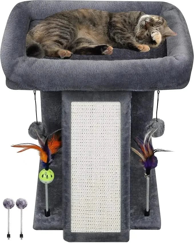 TWDEPART Compact Cat Tree: Sisal Scratching Post, Cozy Perch, Playful Balls