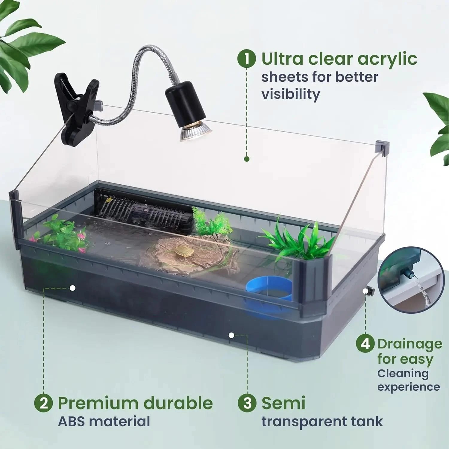 Premium Large Aquatic Turtle Starter Kit: Filter, UVB, Basking, Plants, Easy Clean