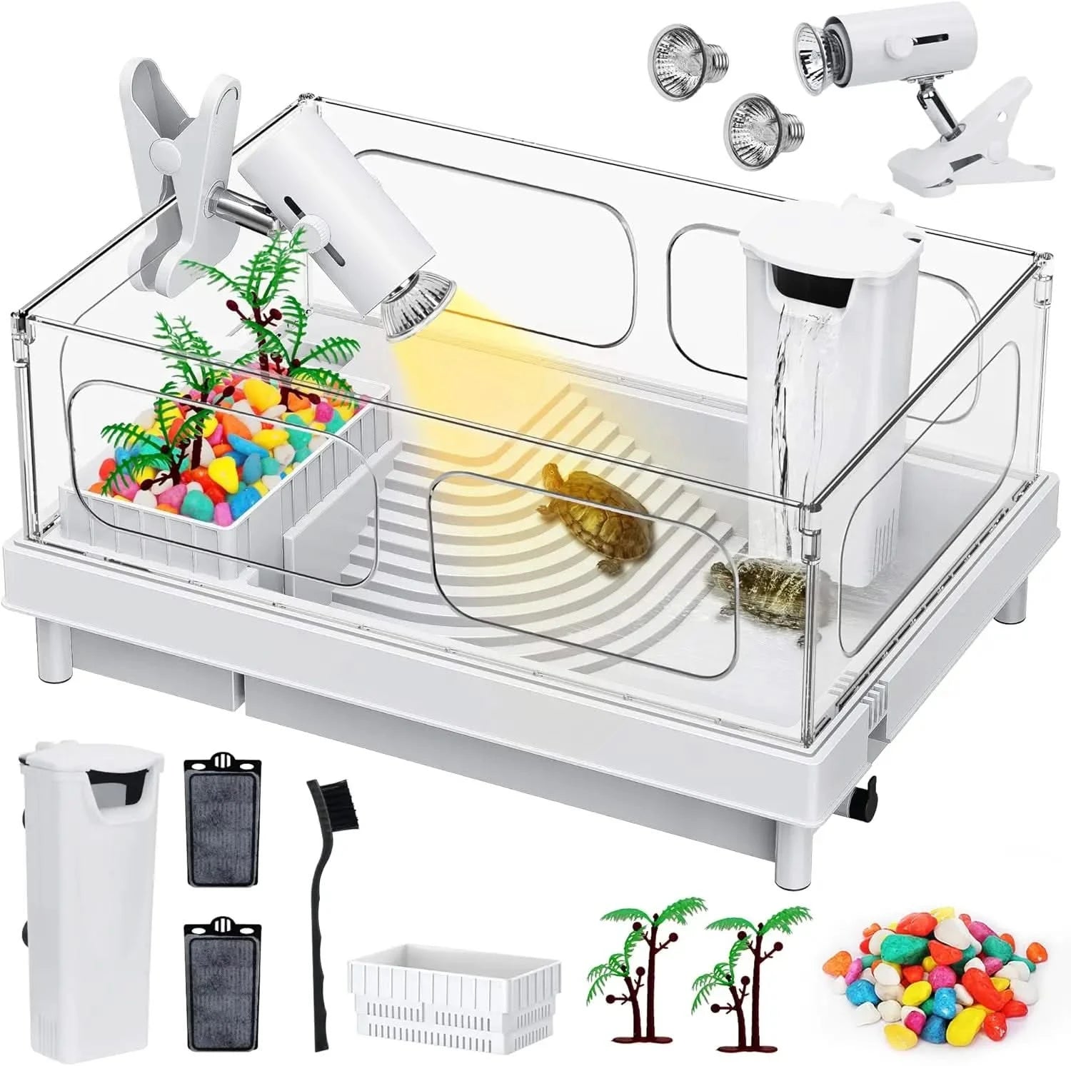 Geegoods Premium Small Turtle Tank Kit with LED Light, Filter & Accessories