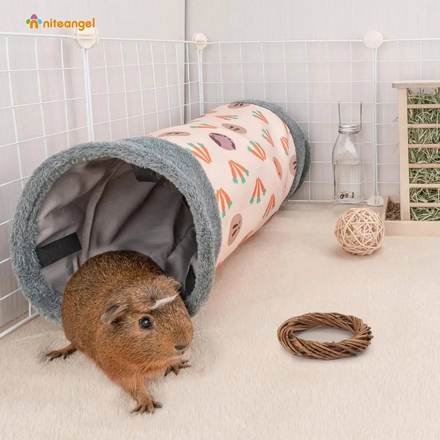 Niteangel Cozy Play Tunnel for Guinea Pigs, Dwarf Rabbits, & Small Pets