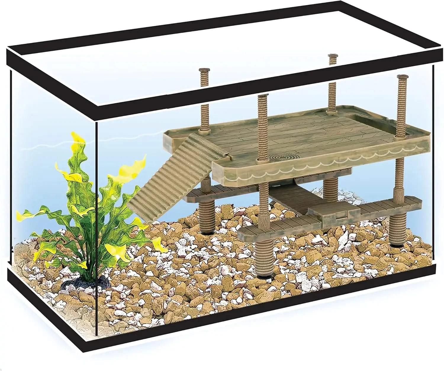 Large Floating Turtle Pier Basking Platform for Aquariums & Terrariums - Safe, Functional & Decorative
