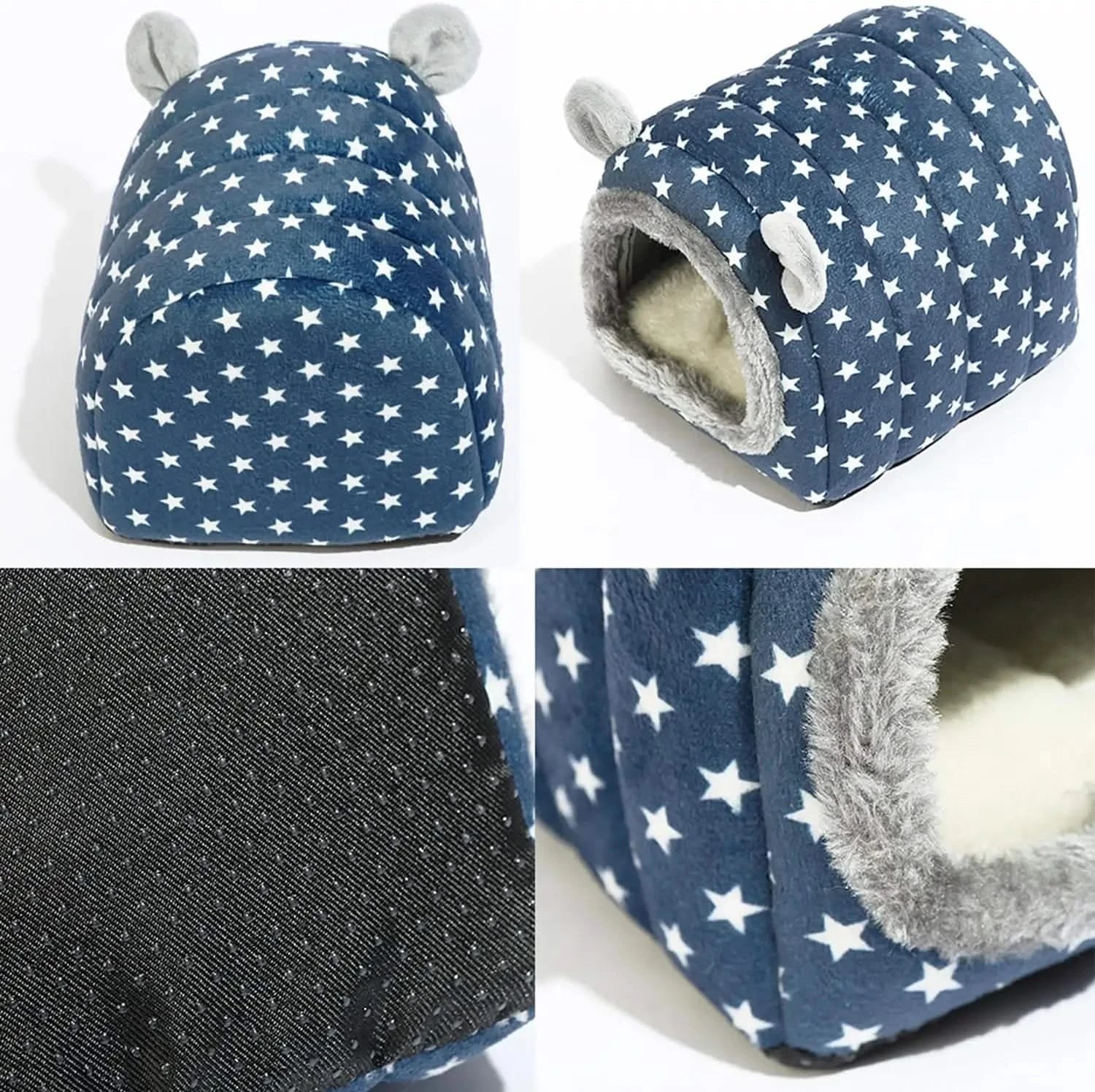 Plush Hedgehog Hideout Bed Cave: Warm, Cozy House for Small Animals & Hamsters
