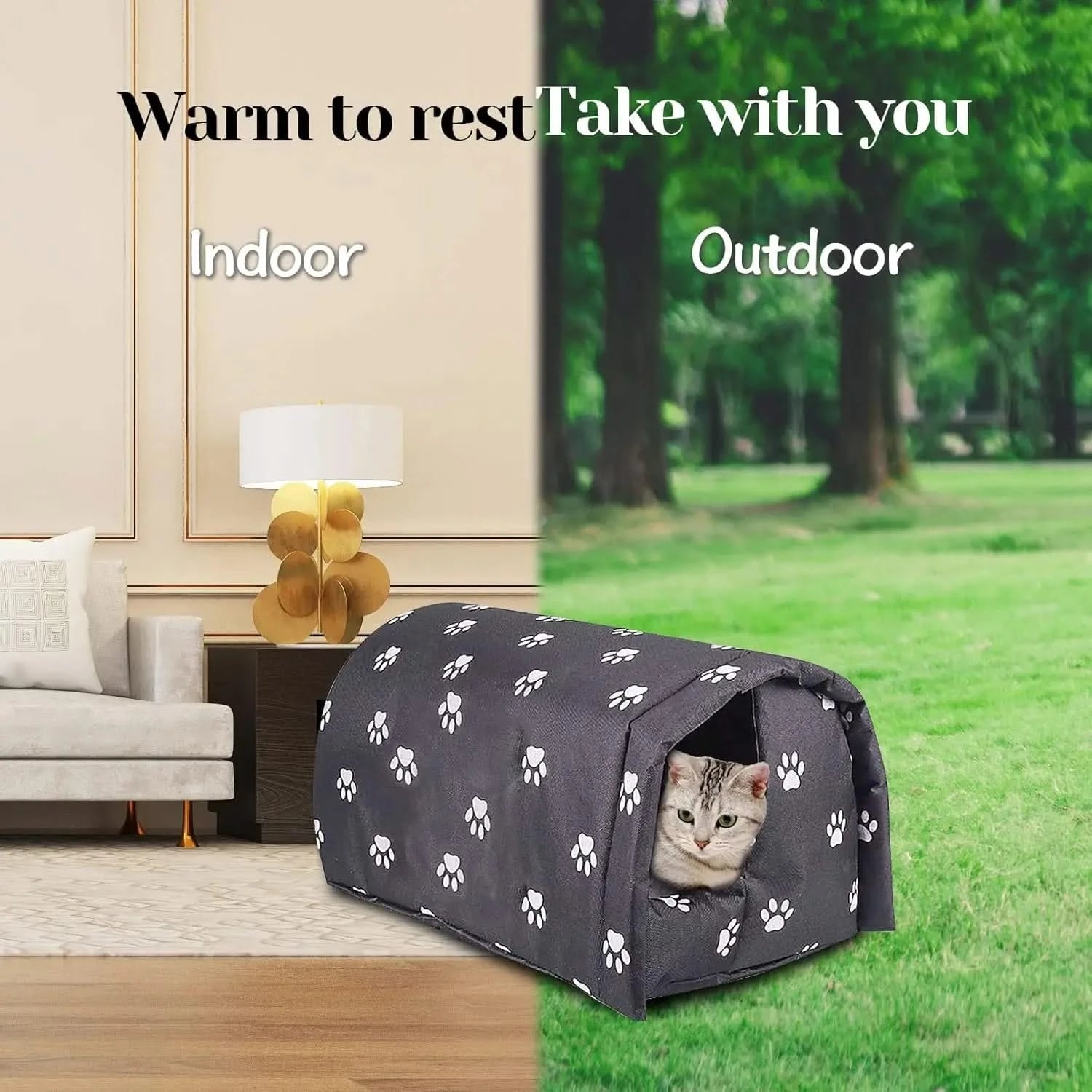 Fhiny Waterproof Outdoor Pet Shelter: Foldable Warm Cave for Stray Cats