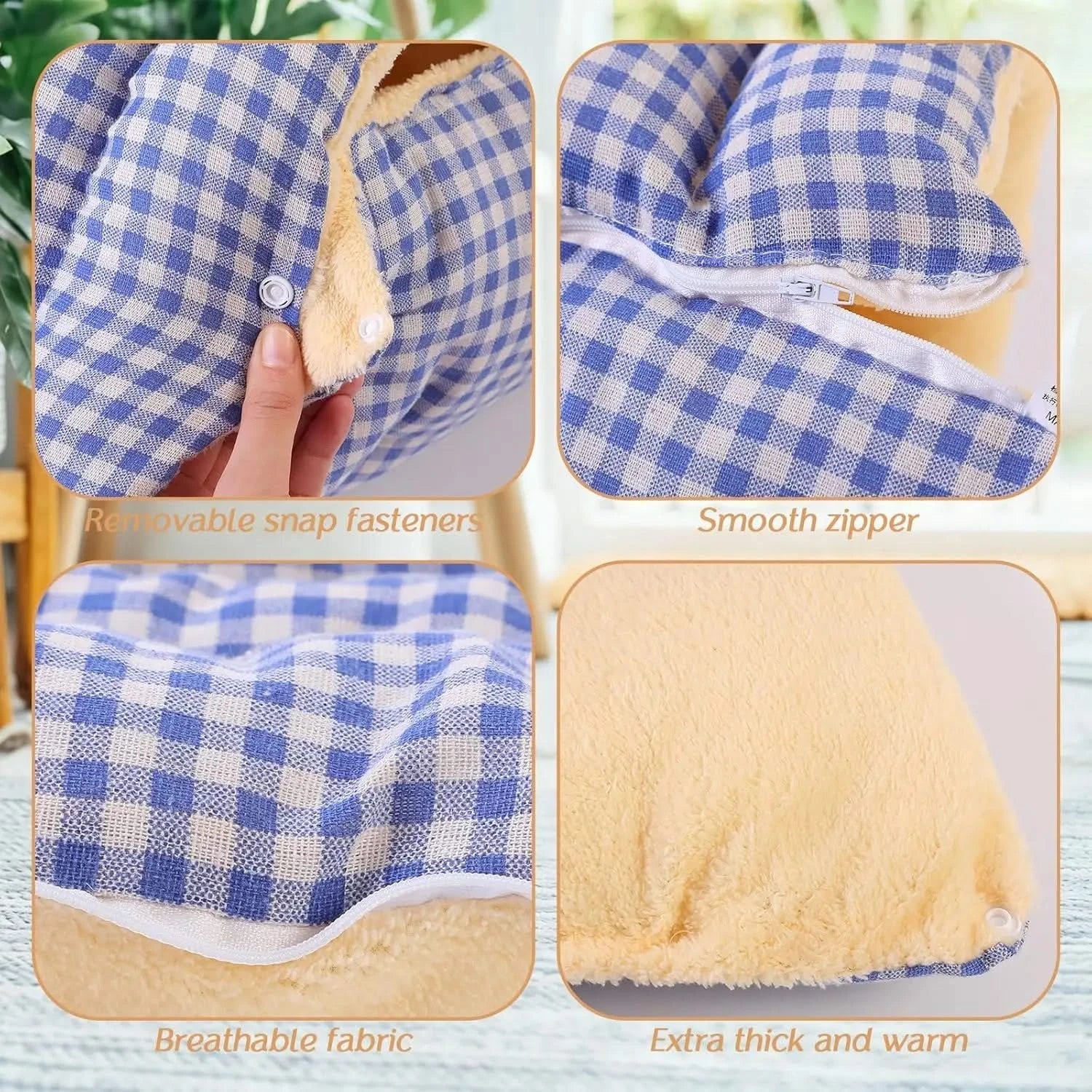 Novabright Gingham Checkered Cat Cave Bed – Thickened Warm Pet Sleep Bag