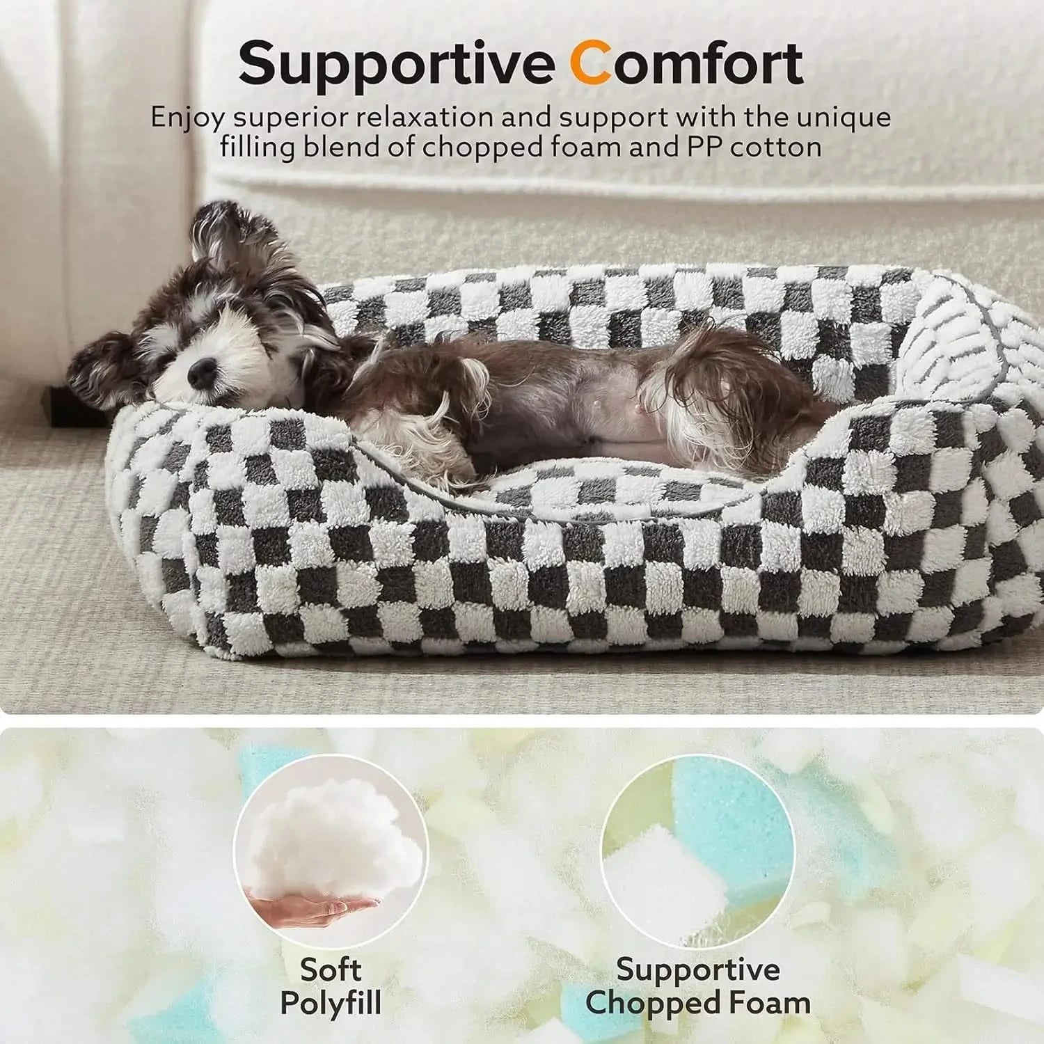 JOEJOY Calming Orthopedic Plush Cuddle Pet Bed for Small Dogs & Cats - Anti-Slip