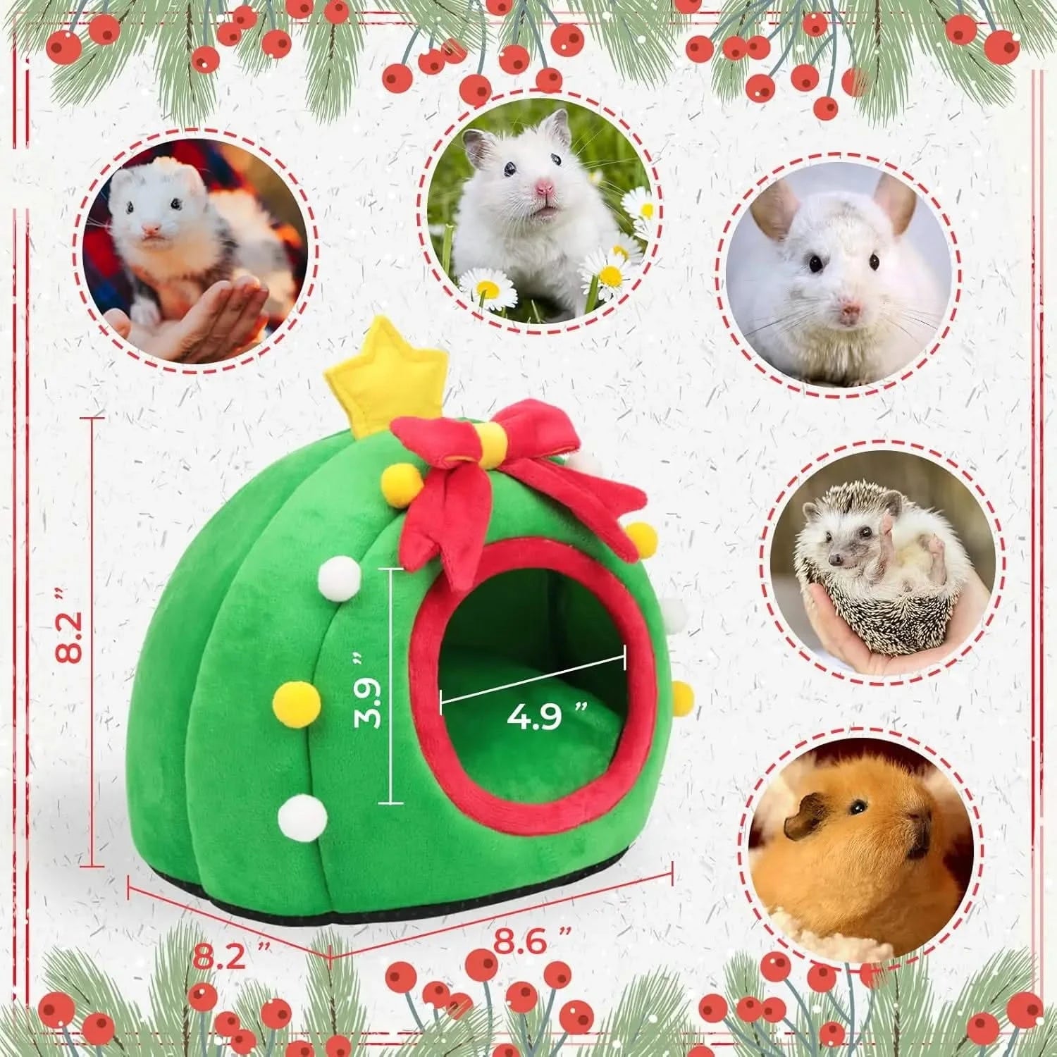 YUEPET Cozy Green Washable Small Animal Hideout Bed: Guinea Pig, Hamster, Hedgehog.