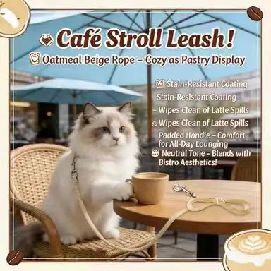 Durable Pet Leash: Lightweight Nylon, Metal Clasp (Beige)