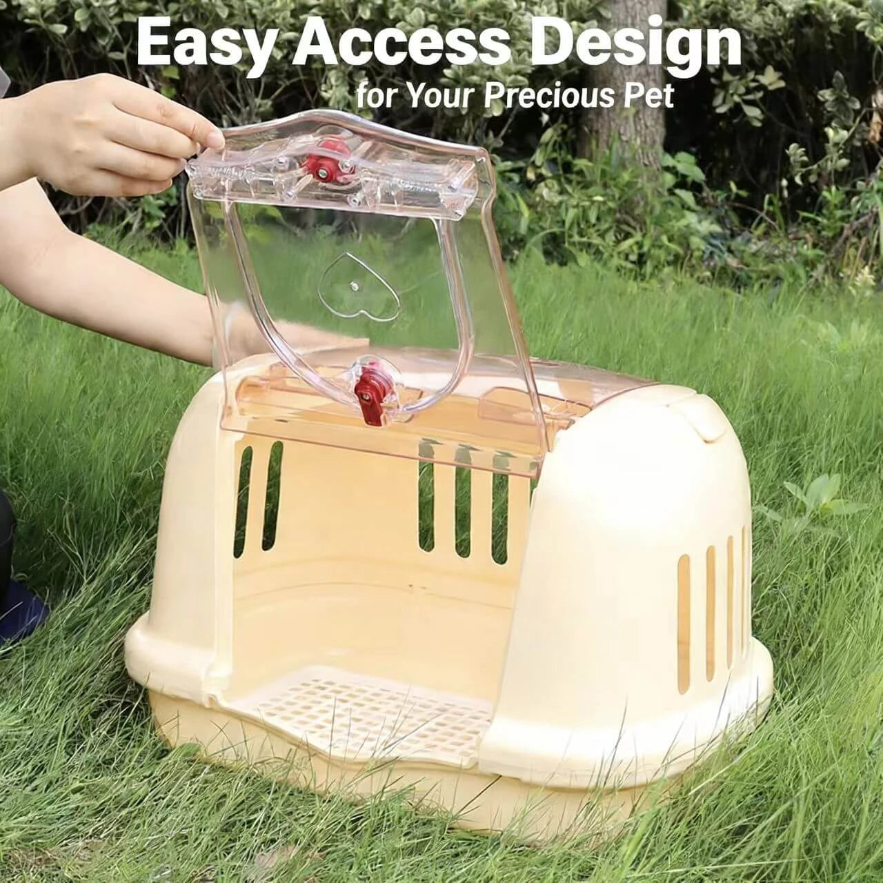 Portable Cat & Dog Carrier - Secure Lock, Lightweight, Beige