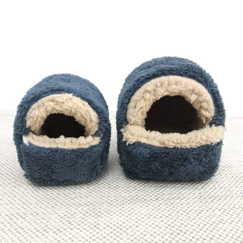 Cozy Warm Hamster House for Hamsters - Navy Blue Plush, Pair Set, Warm Lining, Pet-Friendly