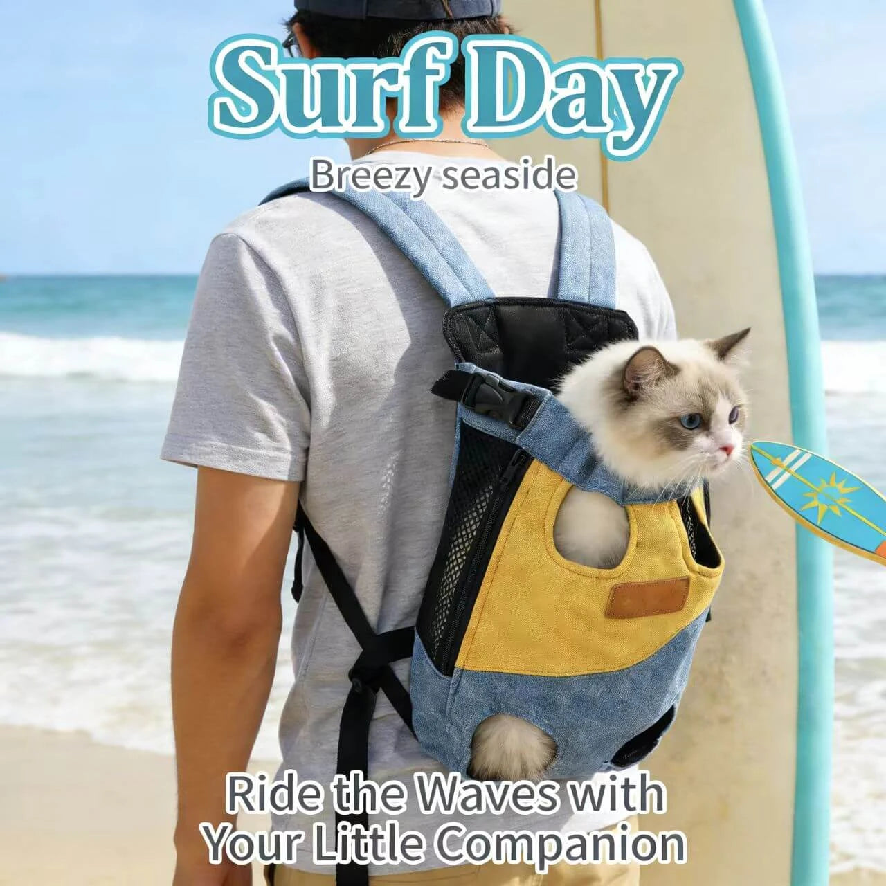Travel Dog & Cat Front Carrier - Adjustable Straps, Lightweight