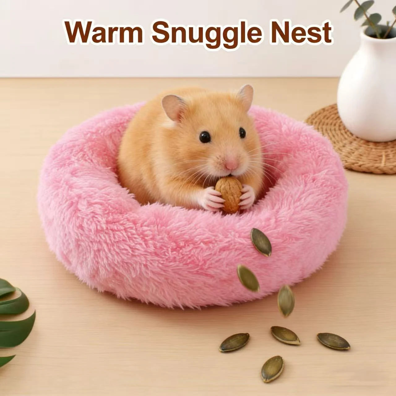 Comfort Rest Hamster Nest for Hamsters - Plush Round Shape Multi-Color