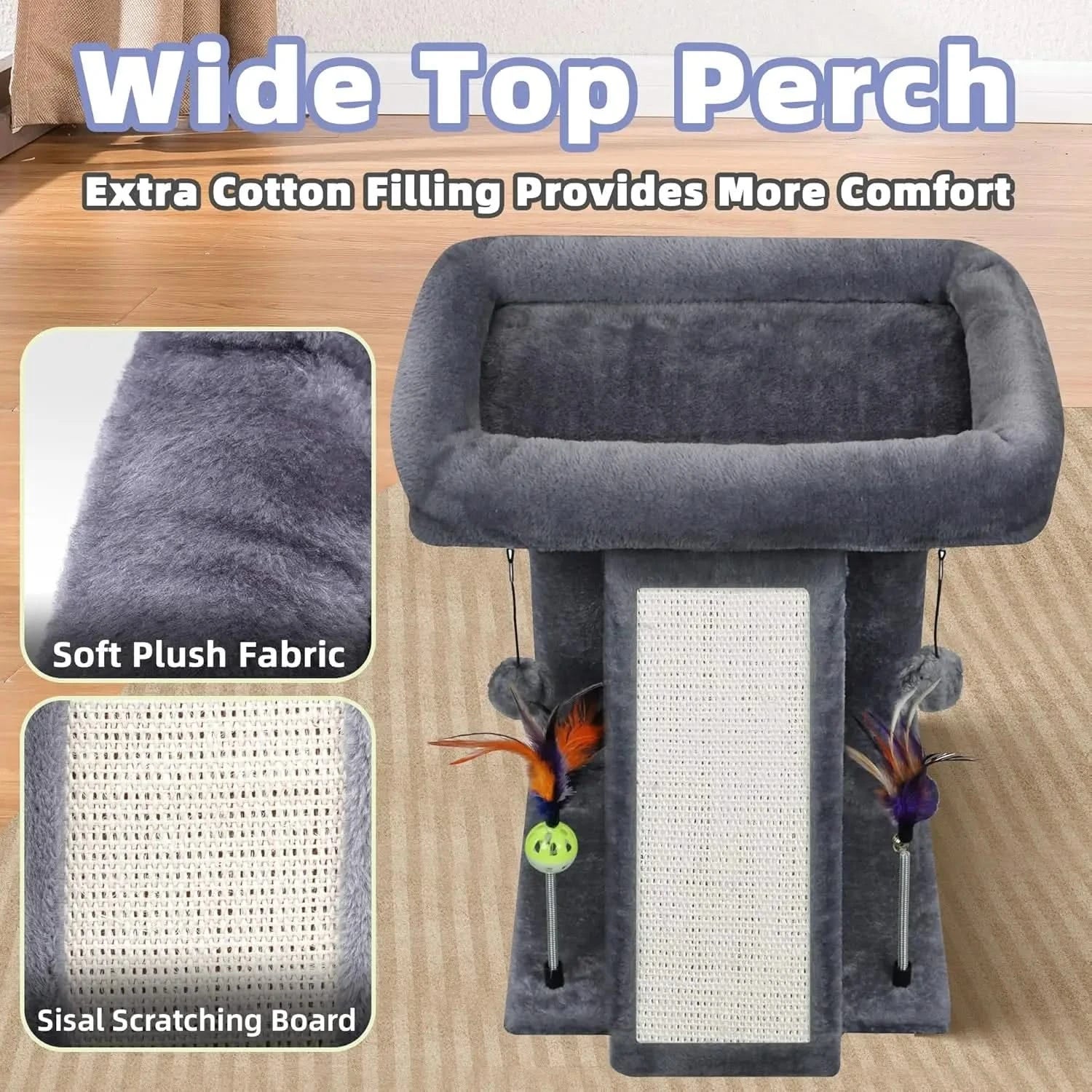 TWDEPART Compact Cat Tree: Sisal Scratching Post, Cozy Perch, Playful Balls