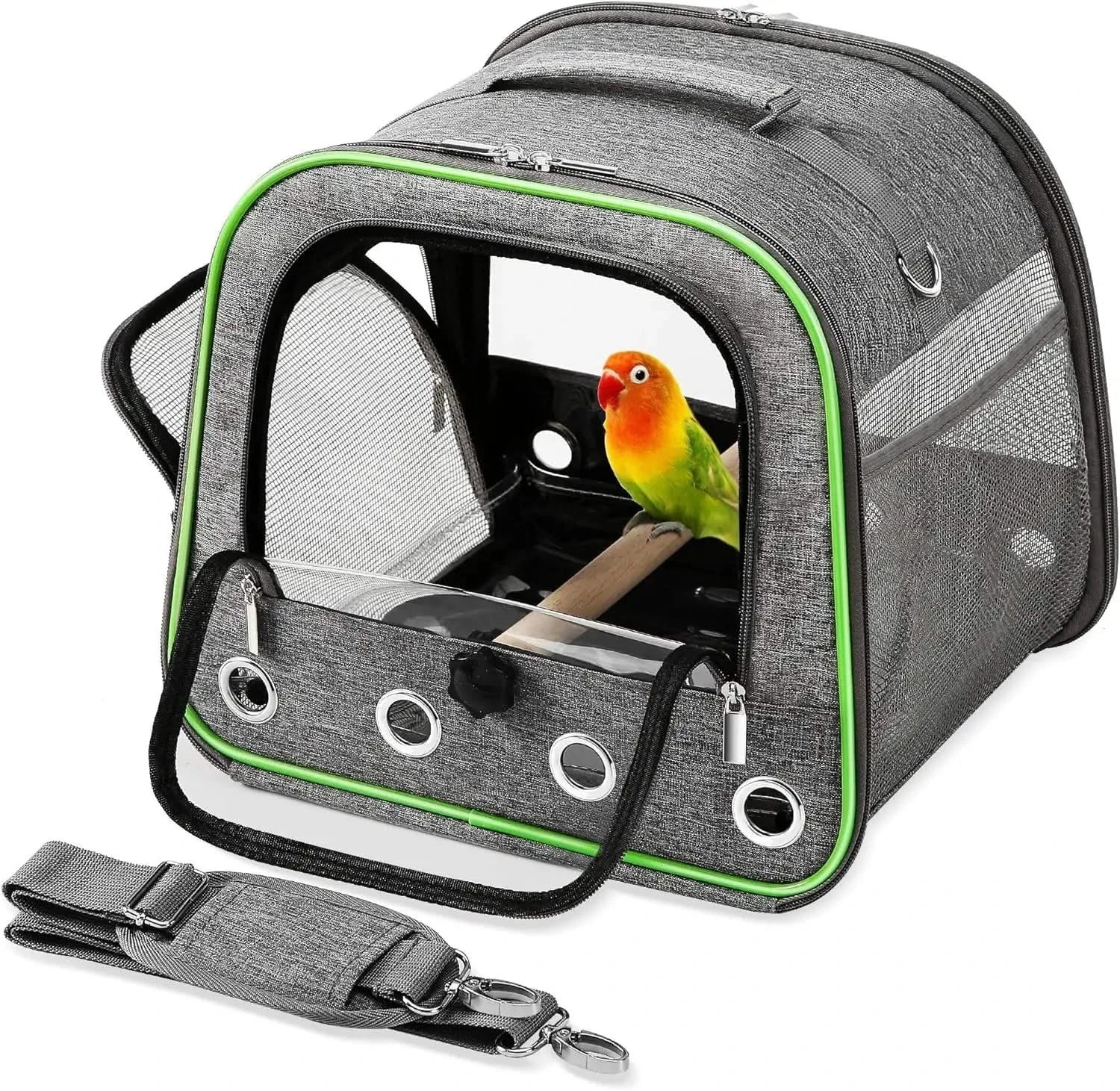 Suertree Portable Lightweight Bird Travel Carrier Cage with Stand & Easy-Clean Tray