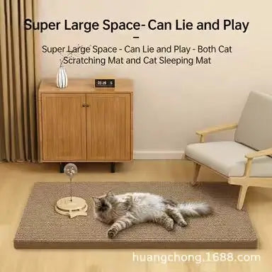 Rectangular Cat Scratcher Mat: Durable Sisal Surface, Simple Design (Natural Brown)