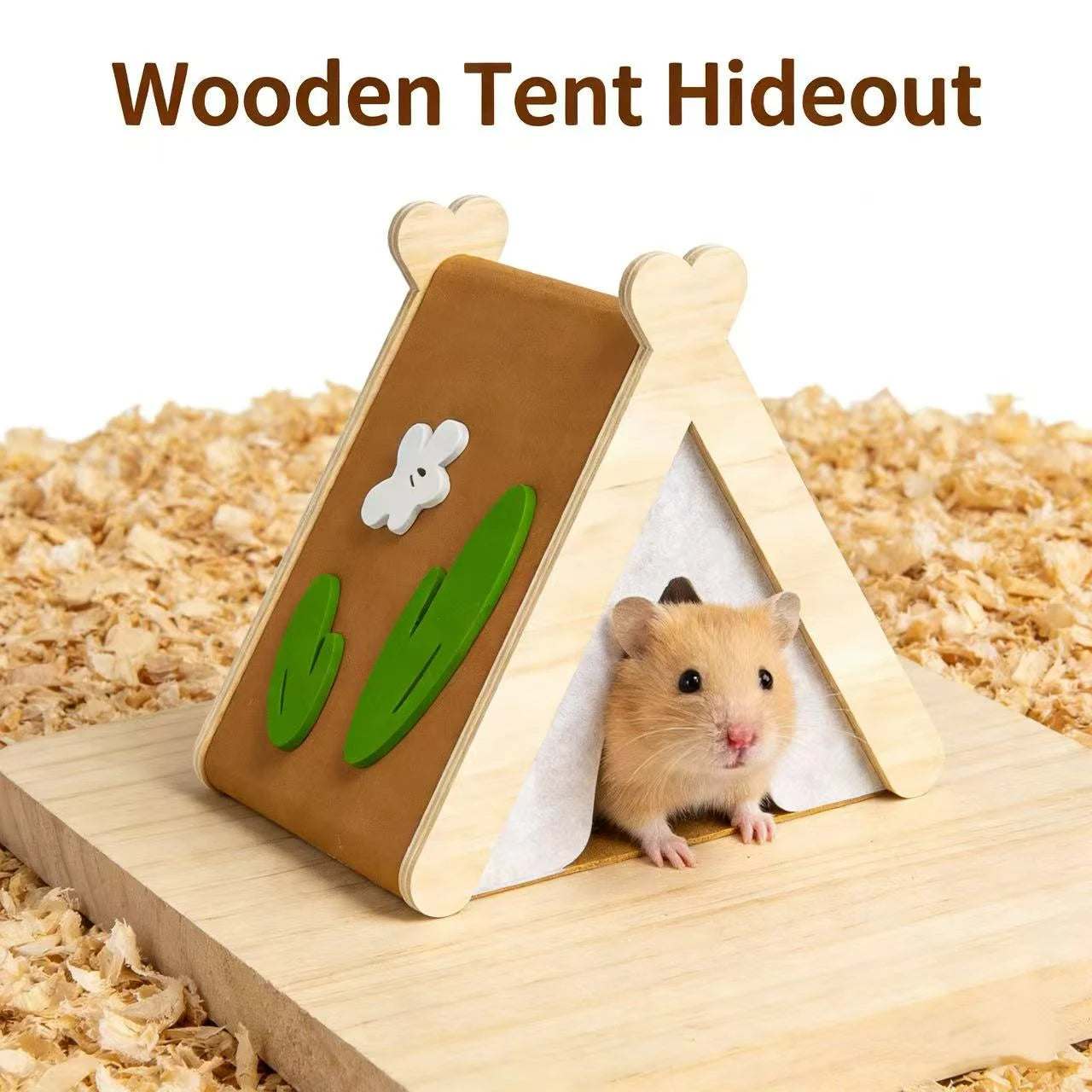 Hide & Rest Hamster Nest for Hamsters - Tent-Shaped Wooden Frame Decor Patterns