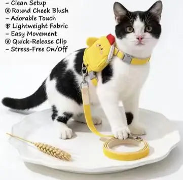 Escape-Proof Cat Harness & Leash: Chick Backpack Design, Breathable Mesh