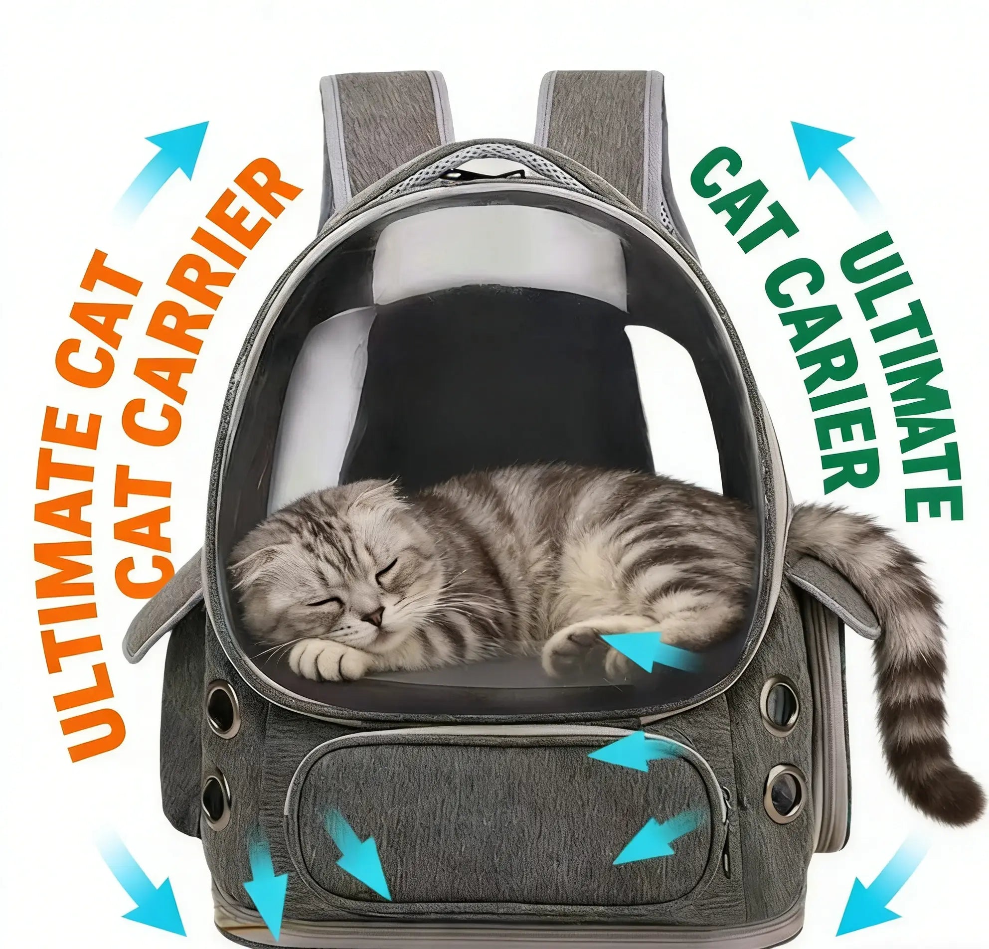 Breathable 360° View Cat Backpack Carrier for Cats, Gray Space Capsule