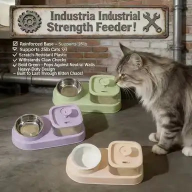 2-in-1 Cat Feeder & Waterer: Auto-Refill, Multi-Color Options (Purple/Green/Peach)