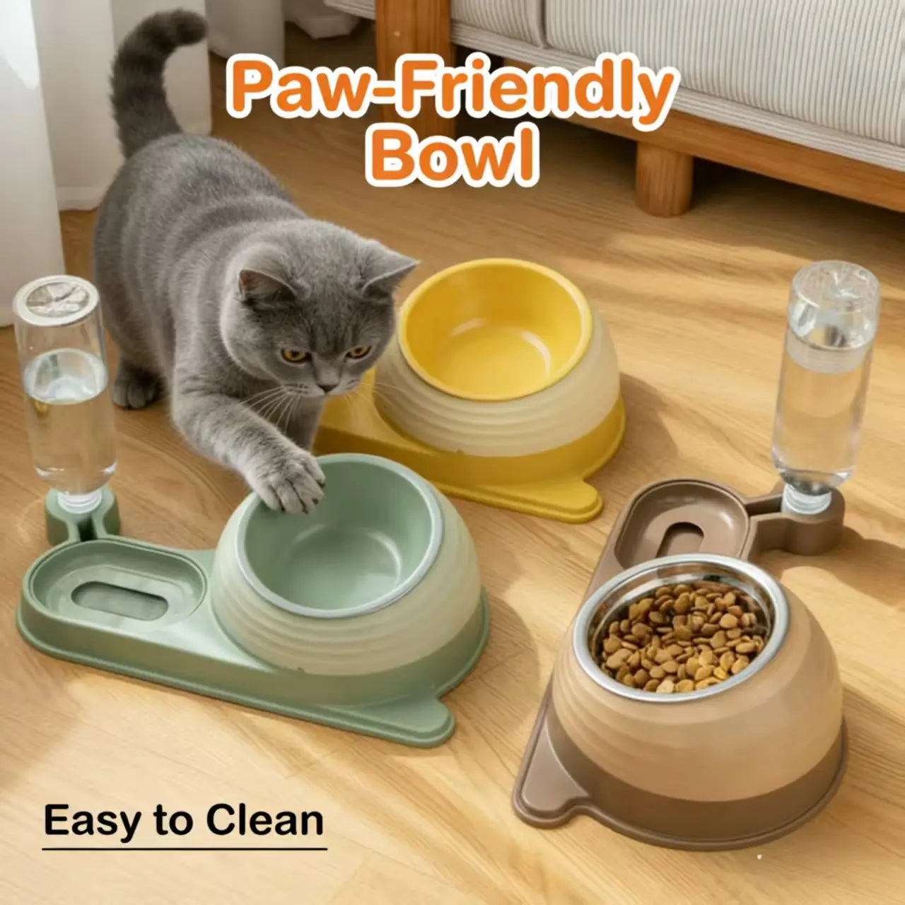 2-in-1 Cat Feeder & Waterer: Elevated Design, Auto-Refill, Multi-Color Options