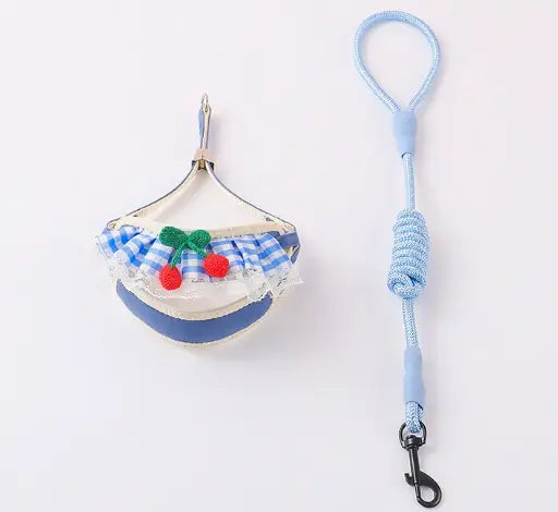 Escape-Proof Cat Harness & Leash: Cherry & Lace Accent, Plaid Design