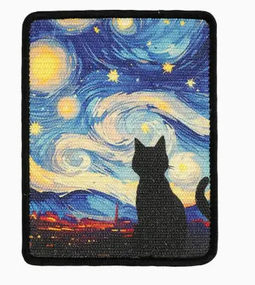 Starry Night Cat Scratcher: Art Print Design, Durable Surface, Compact Size (Multi-Color)
