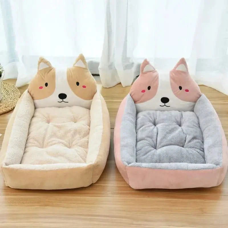 Cozy Animal Shape Plush Dog Bed - Warm, Anti-Stress Kennel Sofa