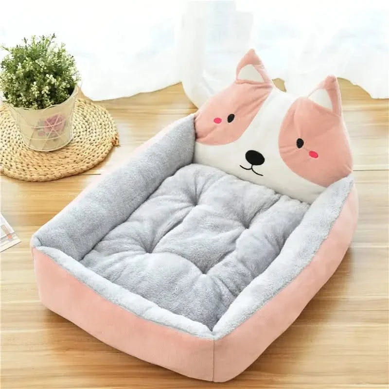 Cozy Animal Shape Plush Dog Bed - Warm, Anti-Stress Kennel Sofa