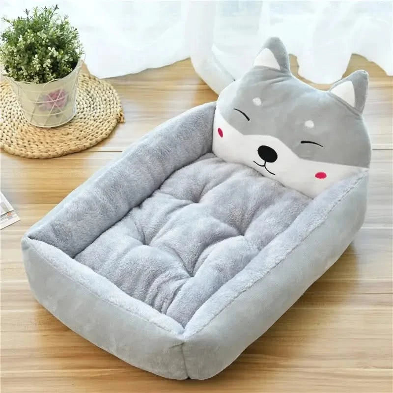 Cozy Animal Shape Plush Dog Bed - Warm, Anti-Stress Kennel Sofa